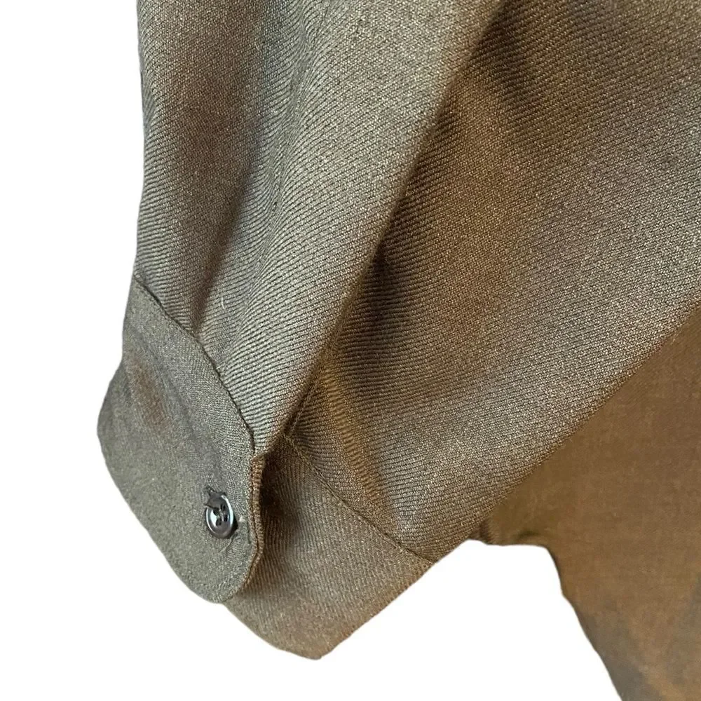 Military Army Green Outdoor Camping Wool Blend Heavy Long Sleeve Collar Shirt